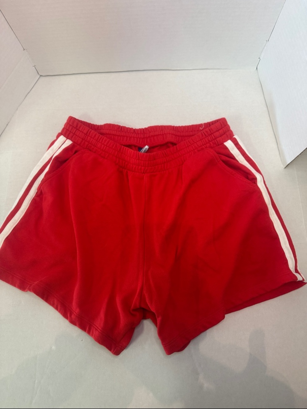 Old Navy Red Athletic Shorts with White Side Stripes